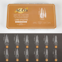 ACOS Soft Gel Nail Tips (Full Tip Coverage) - STILETTO Shape (312pcs/box) - Lashmer