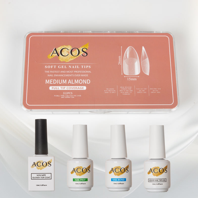 ACOS Soft Gel Press On Nail Kit (4 bottles) - Lashmer