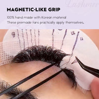 B Curl--XL tray-Long Stem Premade Fans | Lashmer |3D, 5D, 6D - 8mm-15mm Mix, Ultra Black