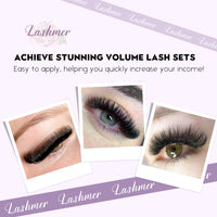 XL tray-Short Stem Premade Fans | Lashmer | B Curl--5D (thickness 0.05)- 20 Lines - 560 Fans, Ultra Black