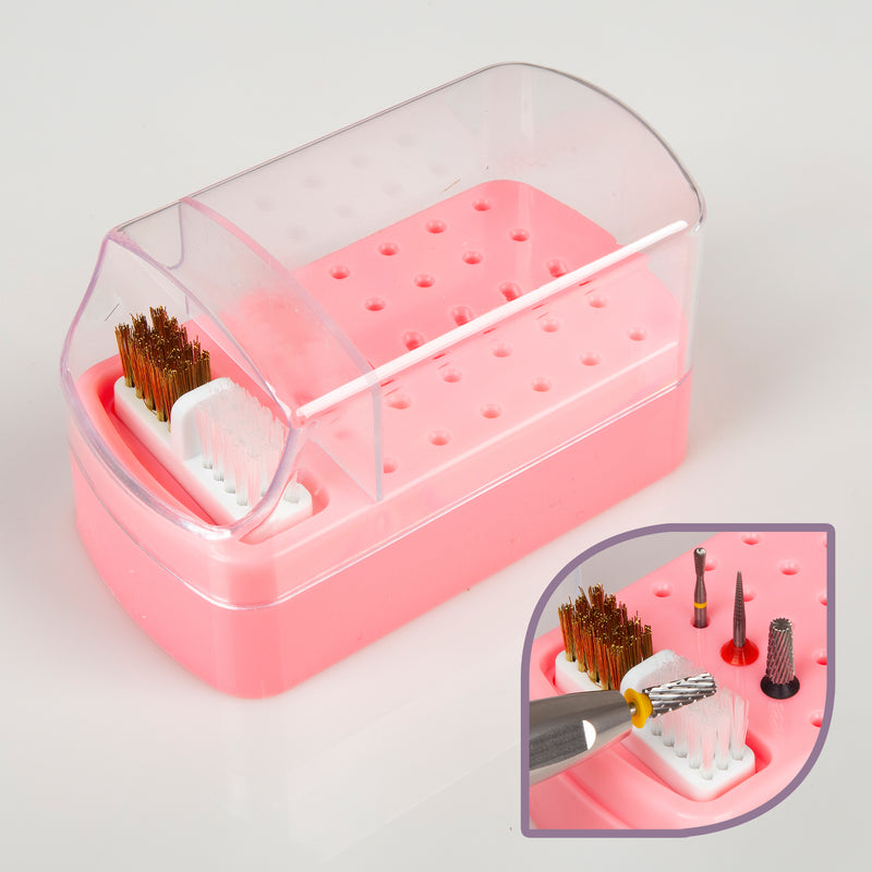 ACOS Nail Drill Bits Holder Stand Display 30 Holes With Cleaning Brushes - Lashmer