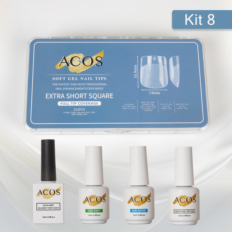 ACOS Soft Gel Press On Nail Kit (4 bottles) - Lashmer