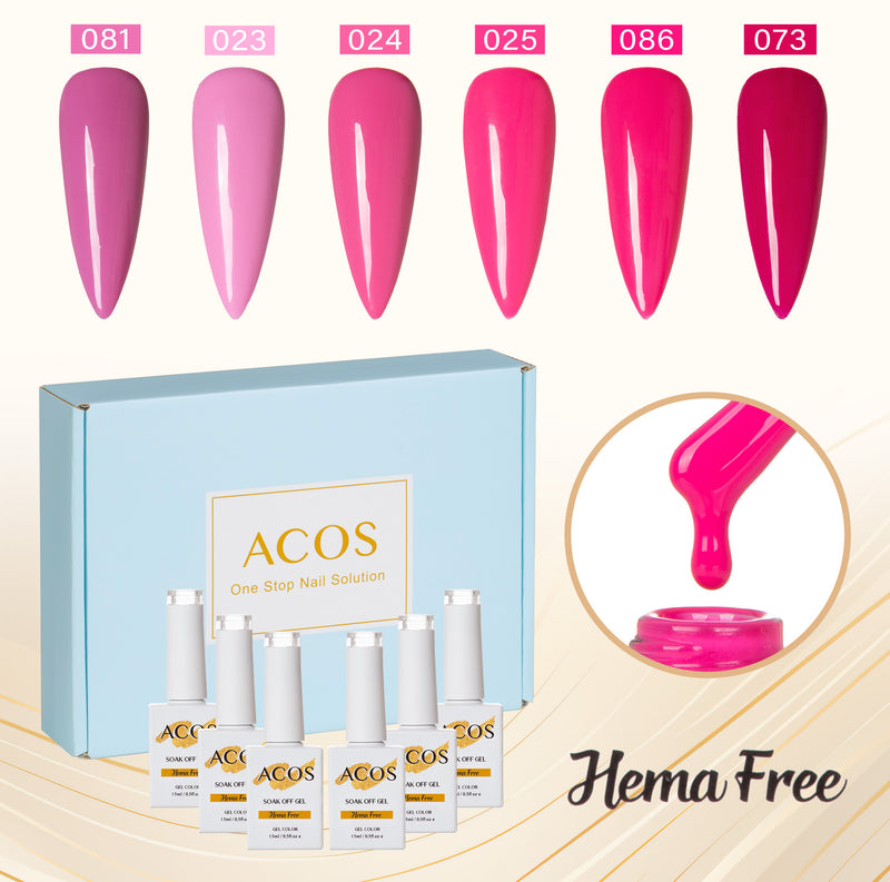 ACOS Hema Free Gel Polish 6pcs Set (Pink Colour )