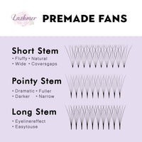 XL tray-Short Stem Premade Fans | Lashmer | C, D Curl--5D  - 20 Lines - 440 Fans, Ultra Black